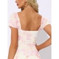 thumbnail image 5 of DARING DIVA Midi Cocktail Bodycon Square Neck Printed Dress L Light Pink, 5 of 6