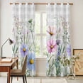 thumbnail image 4 of Spring Floral Kitchen Curtains 96 Inch Length, Wildflowers Herbs Summer Botanical Plaid Grommet Top Bedroom Living Room Curtains, Light Filtering Cafe Curtain Drapes 2 Panels Set 104''x96'', 4 of 9