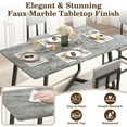 thumbnail image 3 of Legahome Dining Table Set for 4, Modern 5-Piece Faux Marble Dining Set, Compact Rectangle Kitchen Table and Chairs Set for Couples, Small Families, Gray Tabletop + Gray Leather Chairs, 3 of 10