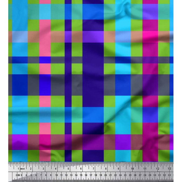 Soimoi Cotton Jersey Fabric Check Check Fabric Prints By Yard 58 Inch Wide