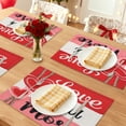 thumbnail image 2 of Red Pink Love Hearts Placemats Set of 6, Happy Valentine's Day Dining Table Place Mats Home Kitchen Decor Love you more 17.7*11.8inch, 2 of 6