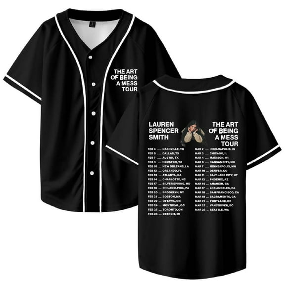 Lauren Spencer Smith The Art Of Being A Mess Tour 2026 Baseball Jersey Shirt V-Neck Women Men Short Sleeve Streetwear Clothes