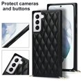 thumbnail image 2 of Dteck Case for Samsung Galaxy S21 6.2-inch,Luxury Leather Hybrid Rubber Shockproof Case Crossbody Back Cover with Shoulder Chain Strap (about 1m),Black, 2 of 9