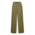 thumbnail image 4 of Eashery Straight Leg Pant for women Light Baggy Jogger Relaxed Casual Cotton and Linen Womens Pants (Solid Color,Green,XL), 4 of 5