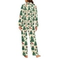 thumbnail image 3 of FOR U DESIGNS Christmas Tree Pajama Sets for Women 2 Piece Button Down Long Sleeve Button Up Pajamas Long V-neck for Women Size 2XL Jogger Loungewear with Pockets, 3 of 7