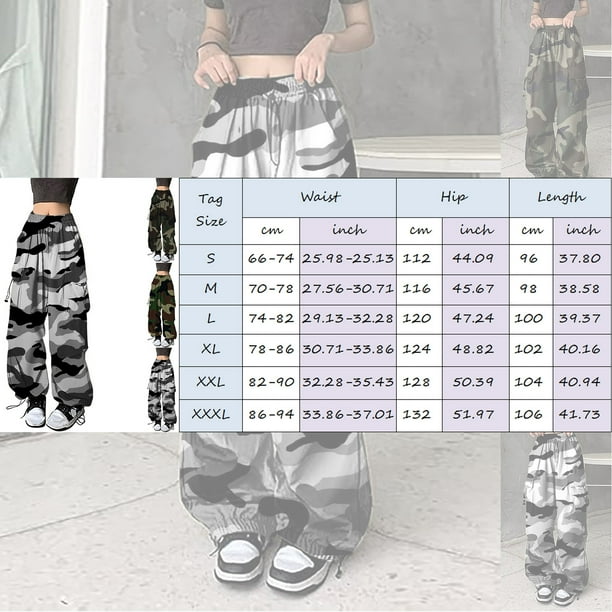 Womens Baggy Cargo Camo Print Pants Streetwear Hop Joggers