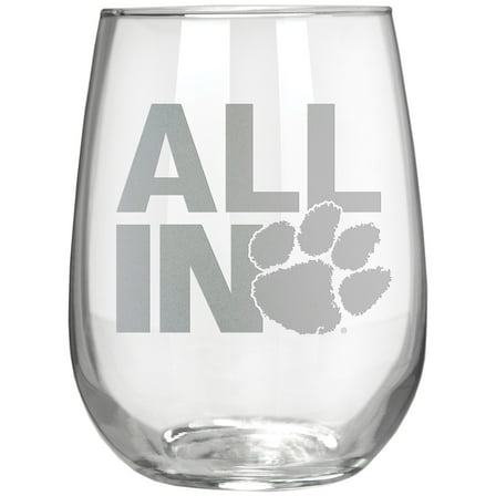 Clemson Tigers Etched 17oz. Rally Cry Stemless Wine Glass