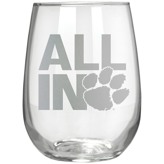 Clemson Tigers Etched 17oz. Rally Cry Stemless Wine Glass