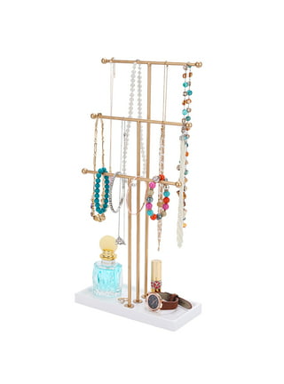 Lolalet Jewelry Display Stands for Selling, 30 Hooks Earring Holder Rack  with Wood Base, 6 Tiers Necklace Display Stand, Jewellery Displays for