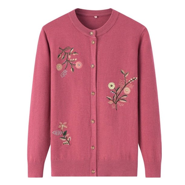Ropa de primavera y otoño para mujeres de mediana edad, suéter de madre, suéter fino, cárdigan de mujer, abrigo de camisa pequeña de mediana edad y anciana