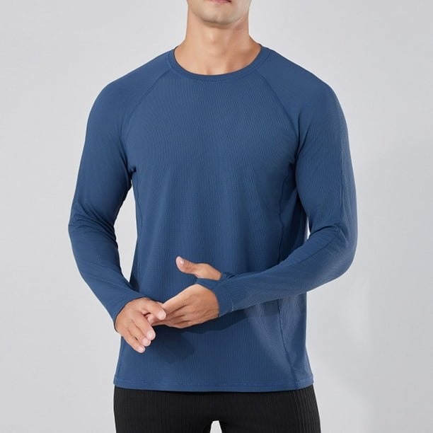 pstuiky camisetas de manga larga para hombre, Camisa de verano para hombre, ligera, transpirable y de color sólido, de manga larga. Tops casuales para hombres m