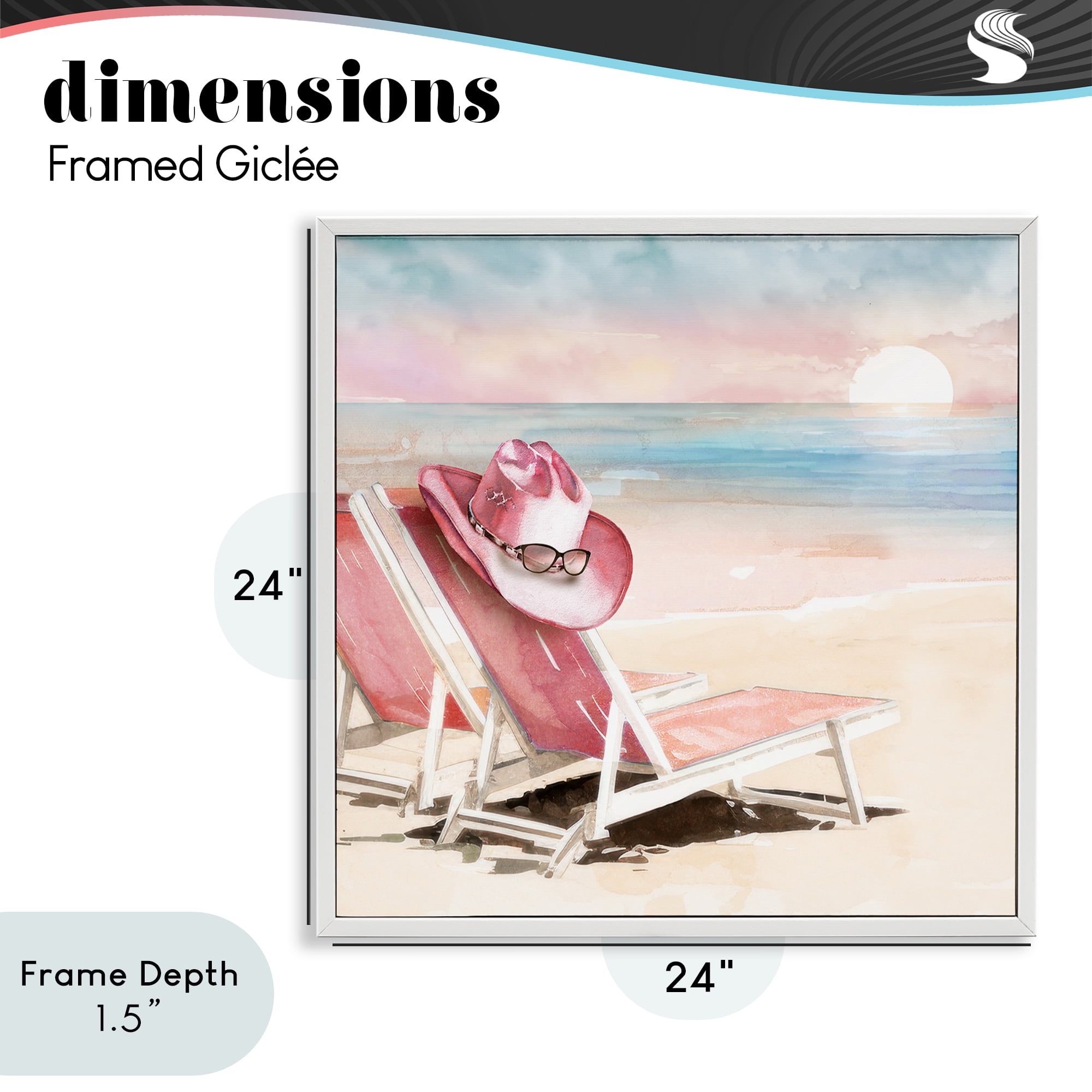 Stupell Industries Blush Pink Beach Chairs White Framed Giclee Art, design by Paul Mathenia