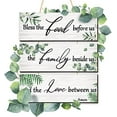 thumbnail image 3 of 3 Pieces Eucalyptus Greenery Wooden Wall Sign Bless Family Food Love Plaque Botanical Leaf Wall Art Green Leaves Rustic Porch Decor Farmhouse Hanging Plaque for Home Kitchen Decor, 3 of 7