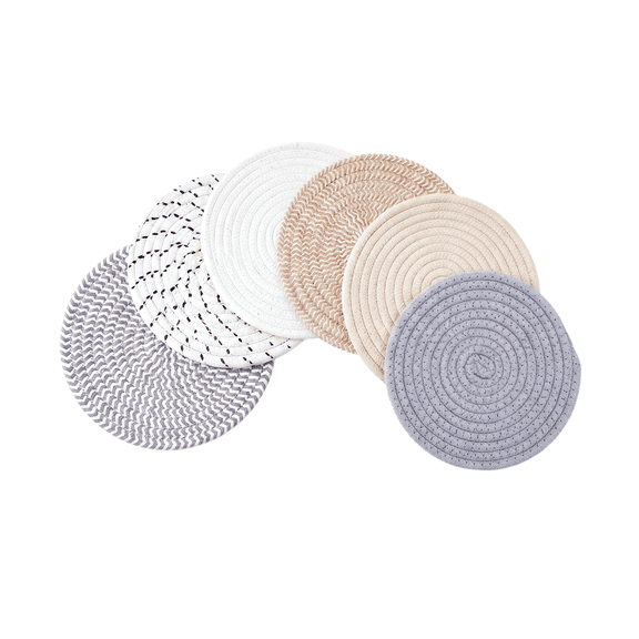 8" Trivets for Hot Pots and Pans, 6-Pack Thick Heat Resistant Hot Pads | Kitchen Coasters & Table Countertop Protector, Multi-Color