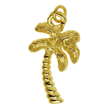 Gold Plated Lightweight Charm, Palm Tree 20.7x11.3x3.4mm, 1 Piece, Gold