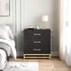 thumbnail image 3 of Negra 3-cajón wood cómoda: moderno bedside nightstand con gold handles para closet y dormitorio almacenamiento, 3 of 5