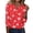Vermilion, variant on Womens Christmas V Neck Shirts, Three Quarter Sleeve Button Collar Printed Faux Cotton Spandex Blend Soft Casual Pullover Blouse, Vermilion, XL