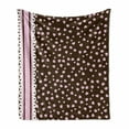 thumbnail image 1 of Chocolate Soft Flannel Fleece Blanket, Lace Stripe Heart Filled Romantic Pattern on Abstract Brown Background, Cozy Plush for Indoor and Outdoor Use, 70" x 90", Pale Pink Brown White, by Ambesonne, 1 of 6