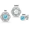 thumbnail image 5 of Gem Stone King 925 Sterling Silver Stud Earrings with Jackets Round Apatite and Moissanite (2.36 Cttw), 5 of 6