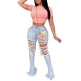 thumbnail image 1 of JDinms Women's Bell Bottom Jeans Destoryed Ripped Hole Denim Flare Pants, 1 of 3