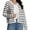 White Black, variant on Women's Striped Cardigan Sweaters Trendy Long Sleeve Crew Neck Button Open Front Loose Lightweight Knit Crop Sweater