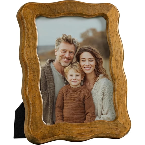 Afuly 5x7 Picture Frame,  Vintage Picture Frames 5x7, Solid Wood Photo Frame with Wave Design for Tabletop & Wall Hanging, Gifts for Mother's Day, Graduation