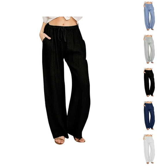 Women's Casual Solid Color Tether Loose Yoga Trousers Womens Summer Capris Lightweight Casual