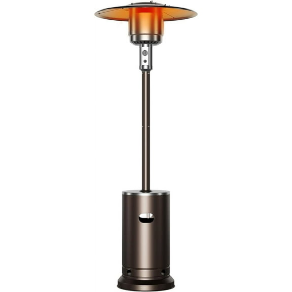 Outdoor Patio Heaters, 48000 Btu Propane Heater with Wheels, Round Table Design, Stainless Steel Burner, Tip-Over Protection System for Home, Patio, Garden & Commercial, Bronze