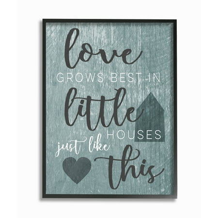 The Stupell Home Decor Collection Love Grows Best In Little Houses Grey Illustration Framed Giclee Texturized Art, 11 x 1.5 x