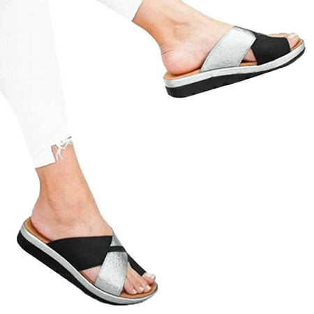 

HIBRO Women Thick Bottomed Sandal Shoes Wedge Heel Sandals Clip Toe Summer Beach Shoes