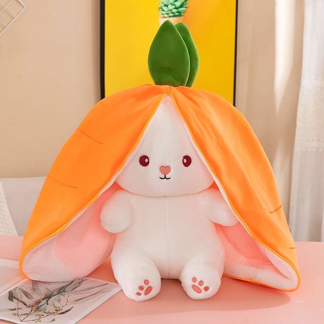 35-75cm Transformed Strawberry Rabbit Doll Plush Toy Little White Rabbit Doll Carrot Rabbit Sleeping Pillow Doll Gift