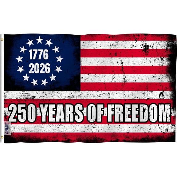 Anley Fly Breeze 3x5 Foot 250th Anniversary American Flag - 250 Years of Freedom 1776-2026 Flags Polyester