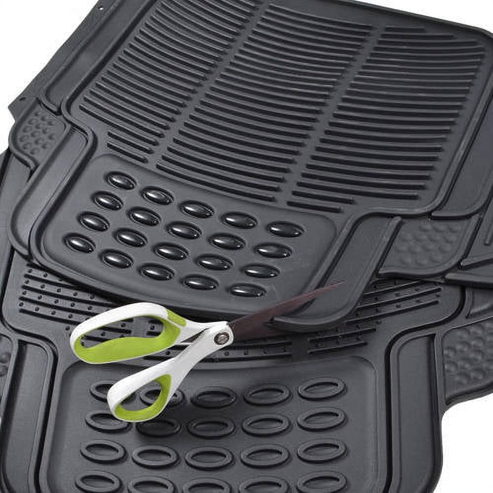 BDK 3 Row Car Floor Mats for SUV and Van, Heavy Duty Rubber Mats and Liner, Black Beige Gray