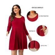 a.Jesdani Womens Plus Size Dresses Casual Long Sleeve Pleated Dress Fall Dresses with Pockets L-4X