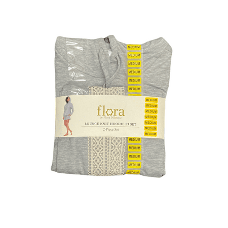 

Flora Women s Lounge Brushed Knit Lace Detail Hoodie & Shorts PJs Set of 2 (Grey XXL)