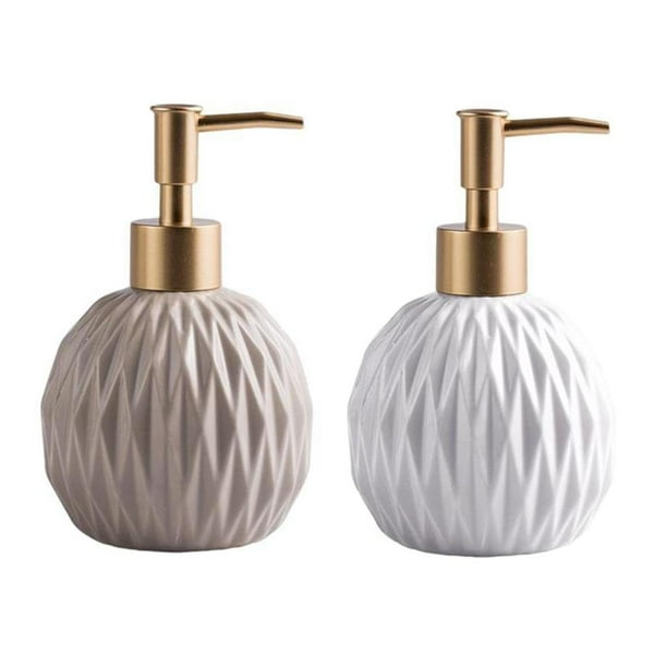 2 dispensadores de jabón de cerámica para decoración de baño de hotel. caqui blanco