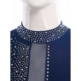 thumbnail image 4 of Fldy Womens Sparkly Rhinestone Gymnastics Romper Sleeveless Unitard for Rhythmic Dance Competition Navy Blue XXL, 4 of 7