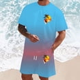 thumbnail image 2 of KKBOTIVE Men's 2 Piece Outfit Set Button Down Collared Short Sleeve Tee and Shorts Adults Summer 2pcs Suits&outfits, Sky Blue Size: XXL, 2 of 4