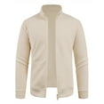 thumbnail image 6 of Luwomo Men's Casual Jackets Mens Fall and Winter Outdoor Long Sleeve Zipper Lined Style Solid Colour Hoodless Sweatshirt Coat Blouses Beige,XL, 6 of 8