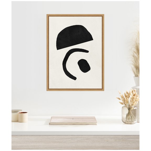 Kate and Laurel Black Geometric Abstract 3 Framed Canvas Wall Art by July Art Prints 18 x 24 Sylvie Natural, Black & White, Abstract Art for Wall Decor, Living Room, Bedroom