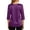 Purple, variant on Wang6 Women's 3/4 Sleeve V Neck T Shirt Satin Plus Size Loose Fit Summer Tunic Tops Tees Rose Gold XL