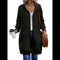 thumbnail image 2 of Sudadera con Capucha y Cremallera para Mujer, de Larga, de Forro Extragrande, Informal, con Bolsillo, para Otoño Negro M, 2 of 8