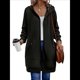 thumbnail image 2 of Sudadera con Capucha y Cremallera para Mujer, de Larga, de Forro Extragrande, Informal, con Bolsillo, para Otoño Negro L, 2 of 8