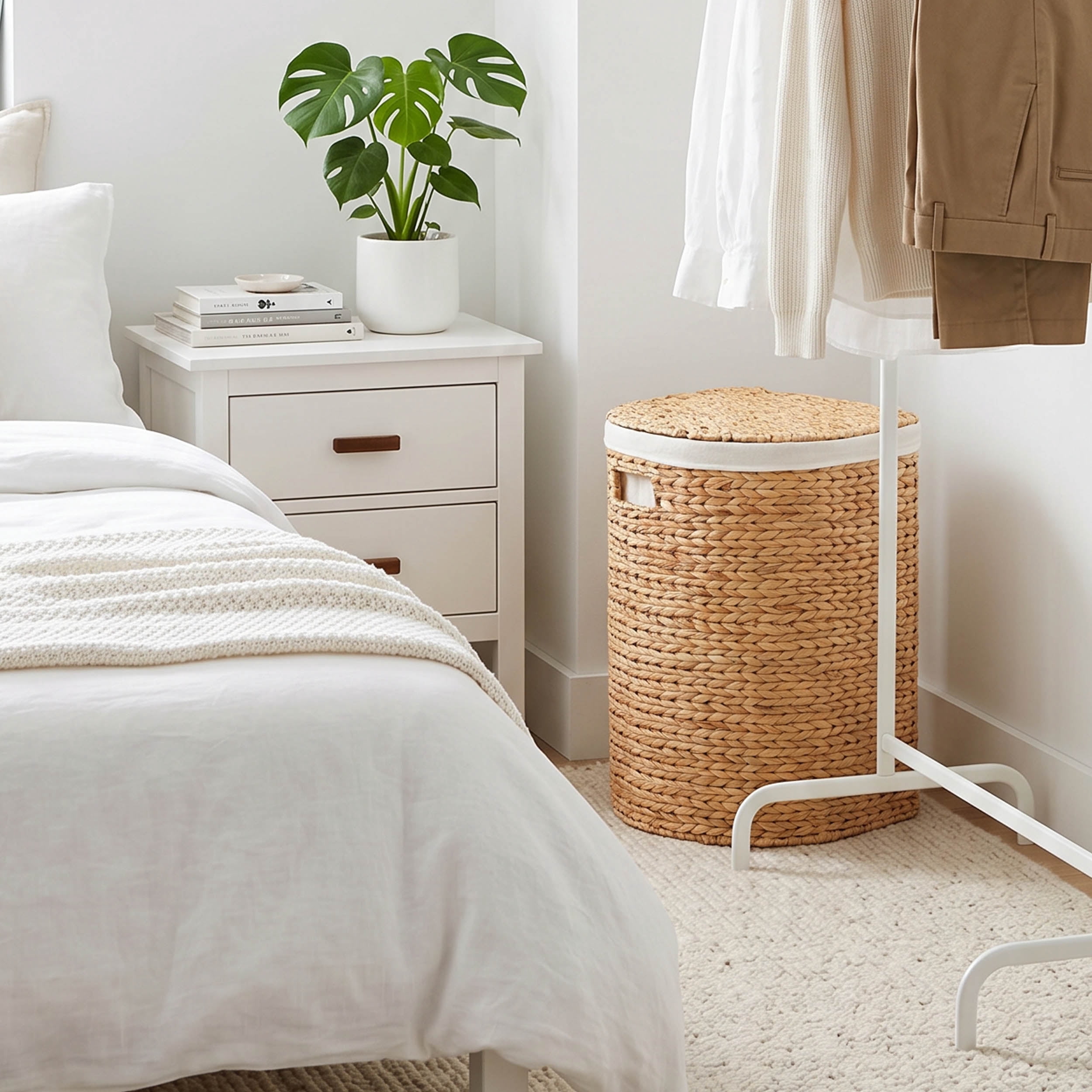 Ludmila Water Hyacinth Woven Half Oval Laundry Hamper - 16.9" x 13.8" x 20.5" - Natural Brown