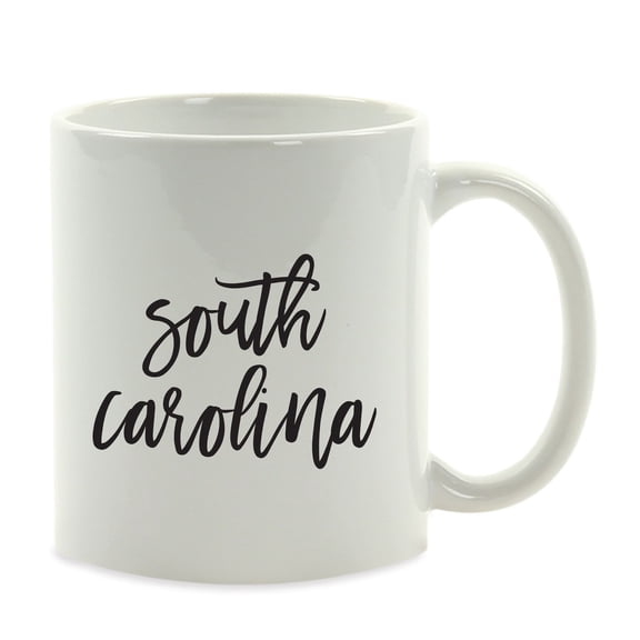 Koyal Wholesale Black Calligraphy South Carolina US State Ceramic Coffee Mug