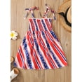 thumbnail image 2 of Bagilaanoe 4th of July Dress for Toddler Baby Girl  Independence Day Star Stripe Print Sleeveless Pleated Sling Dress, 2 of 8