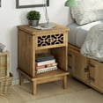 thumbnail image 2 of COZAYH Retro Rustic Nightstand Solid Fir End Table Side Table with Hand Carved Front and Open Shelf for Boho, French Country, Farmhouse Style, Natural, 2 of 7