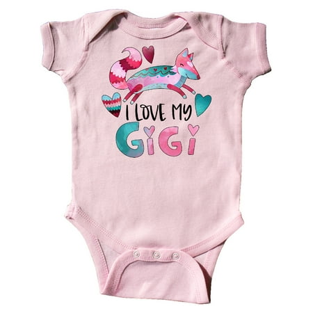 

Inktastic I Love My Gigi Pink and Blue Fox with Hearts Gift Baby Boy or Baby Girl Bodysuit