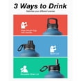 thumbnail image 4 of Half Gallon Water Bottle Insulated with Straw & 3 Lids, Coolflask 64 oz Water Jug Large Metal Stainless Steel Wide Mouth for Sports, Gym or Office, B, 4 of 7