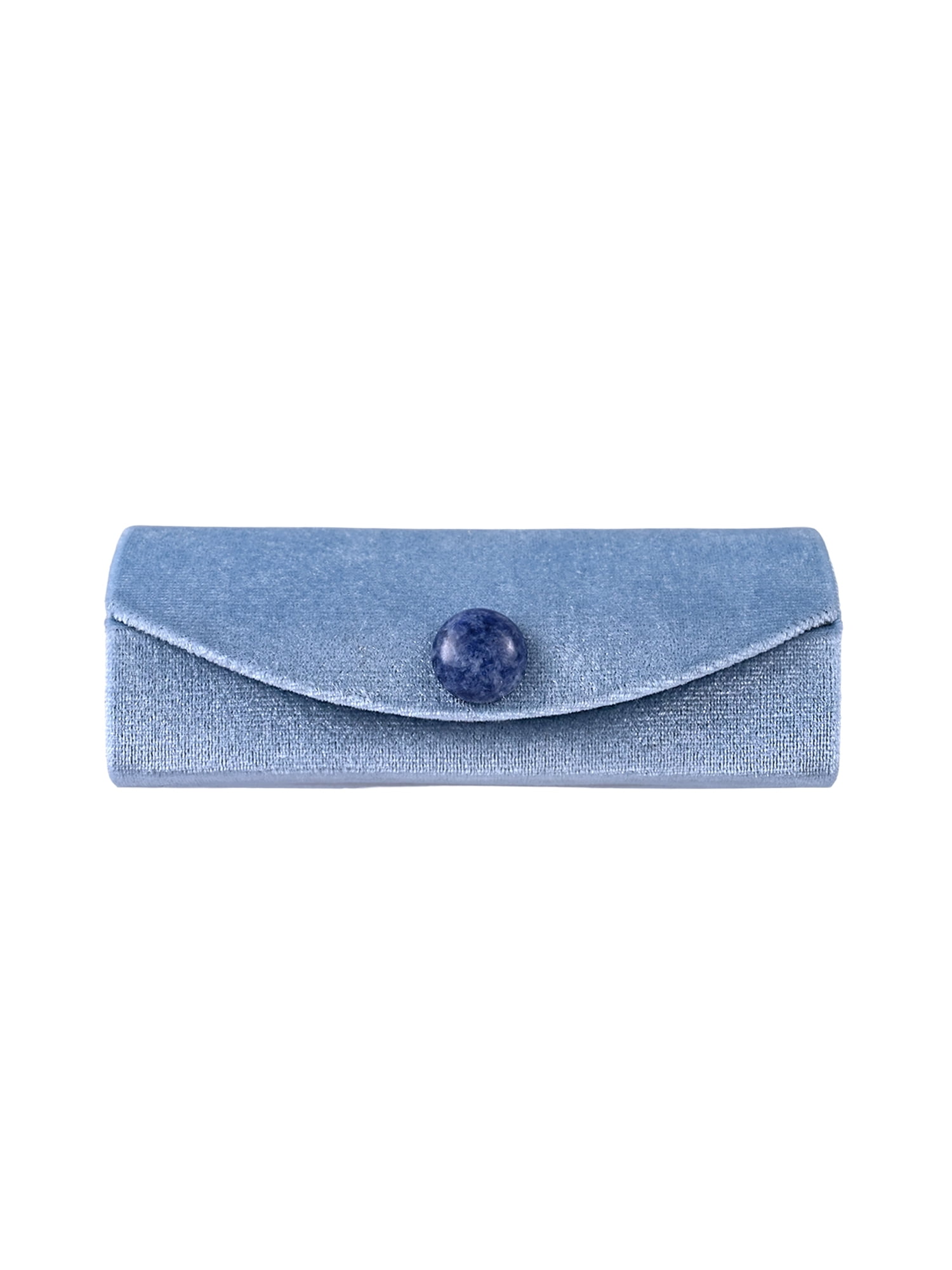 Scenario Women's Curved Faux Velvet Jewelry Organizer, Light Blue